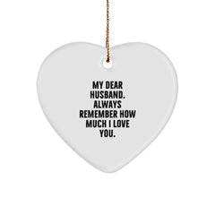Funny Husband Gifts for Him - My Dear Husband Heart Ornament, Christmas Unique Presents from Wife to Husband - Image 1