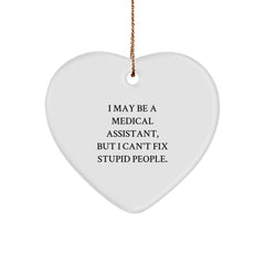 Funny Medical Assistant Gifts from Friends and Family - Christmas Unique Ornaments for Medical Assistant Men and Women - Heart Shaped MDF Ornament with Gold Cord - Image 1