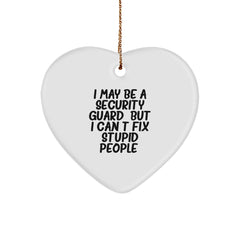 Funny Security Guard Heart Ornament Gifts from Men to Friends for Christmas, Security Guard Humor, Funny Christmas Unique Gifts for Him, Men's Security Guard Heart Ornament - Image 1