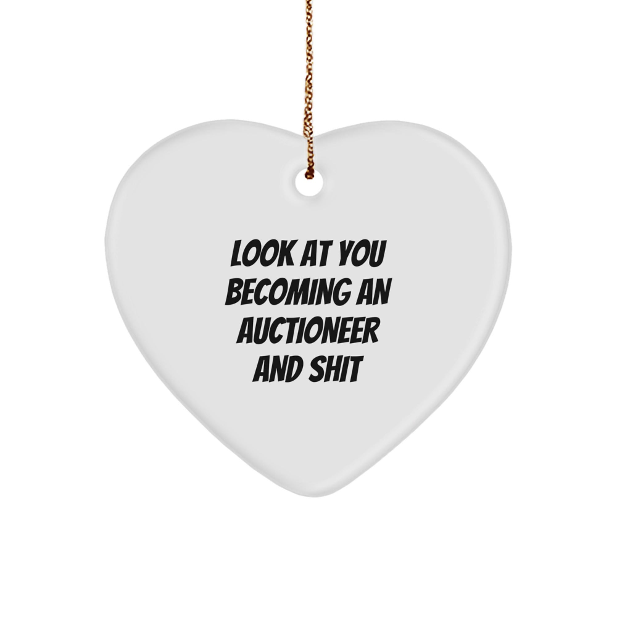 Funny Gift for the Auctioneer in Your Life - Heart Ornament for Auctioneer Friend, Auctioneer Christmas Unique Gift, Gifts from Friends for Auctioneer, Heart-Shaped Ornament for Auctioneer - Image 1