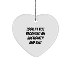 Funny Gift for the Auctioneer in Your Life - Heart Ornament for Auctioneer Friend, Auctioneer Christmas Unique Gift, Gifts from Friends for Auctioneer, Heart-Shaped Ornament for Auctioneer - Image 1