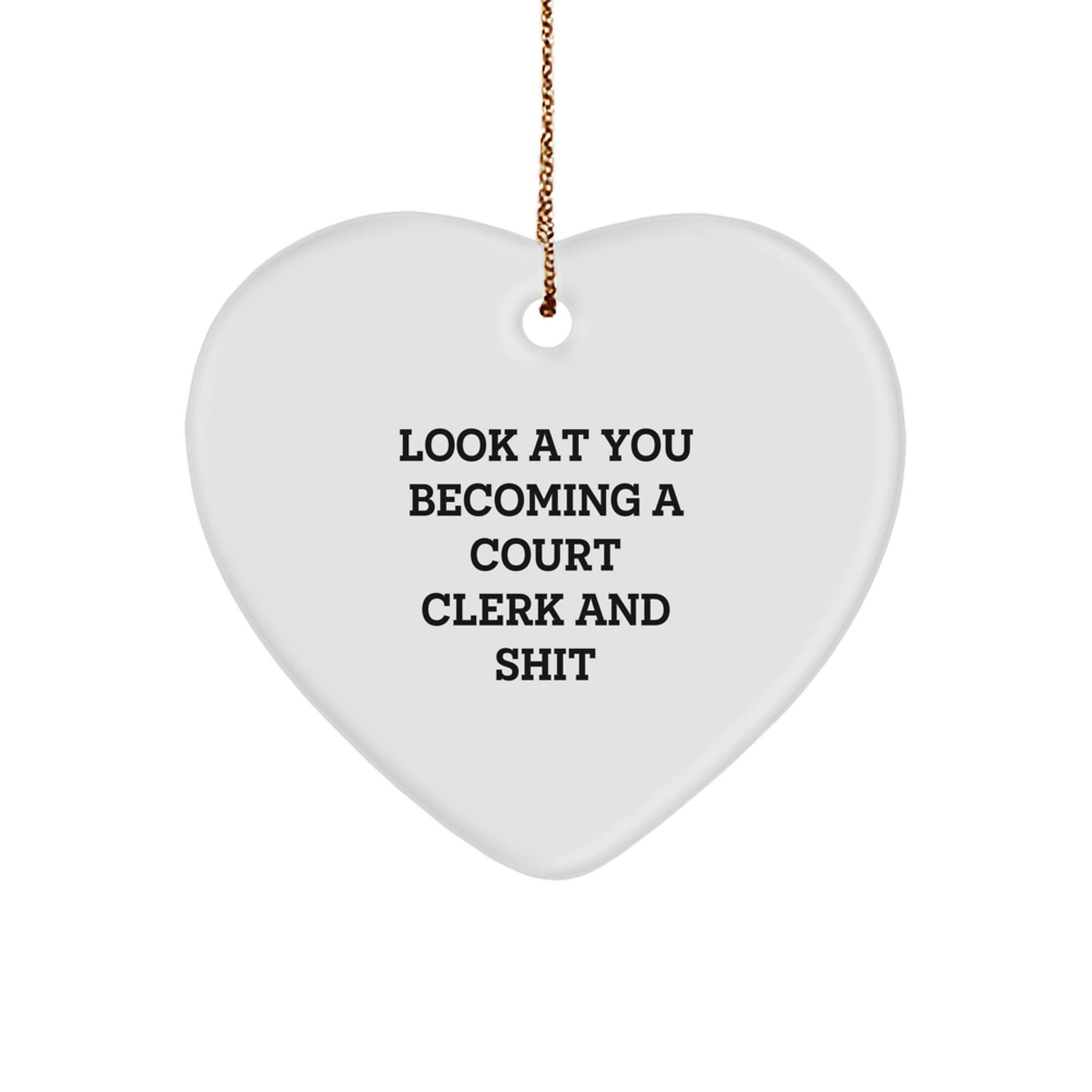 Funny Court Clerk Gifts from Friends - Heart Ornament for Men or Women - Christmas Unique Presents for Court Clerk, Court Clerk Heart Shaped Decorations - Image 1