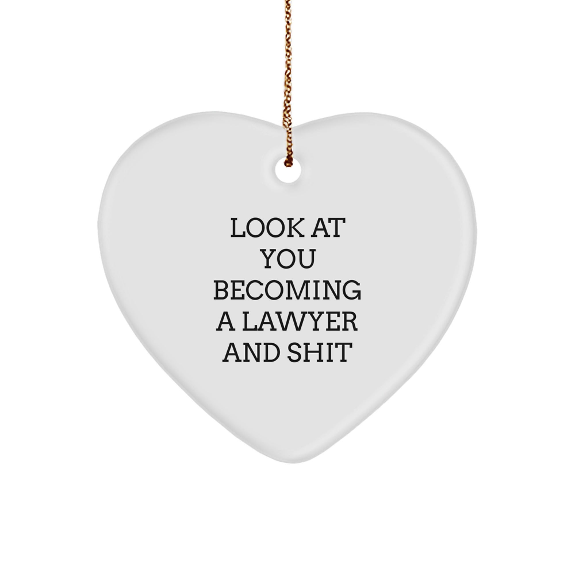 Funny Lawyer Gifts - 'Look At You Becoming A Lawyer And Shit' Heart Ornament for Lawyer Men Women Friends Family - Image 1