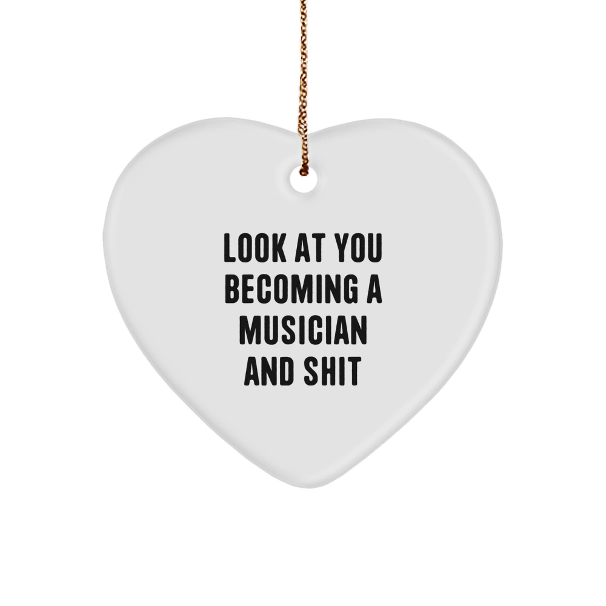 Funny Musician Gifts from Friends for Men Becoming Musicians Heart Ornament Christmas Unique Gift Ideas - Image 1