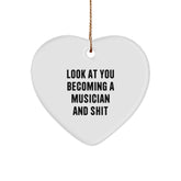 Funny Musician Gifts from Friends for Men Becoming Musicians Heart Ornament Christmas Unique Gift Ideas - Image 1