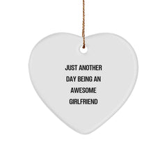 Funny Heart Ornament Gifts from Men to Sweetheart, 'Just Another Day Being An Awesome Sweetheart' Heart Shaped Decorations for Christmas Unique Gifts - Image 1