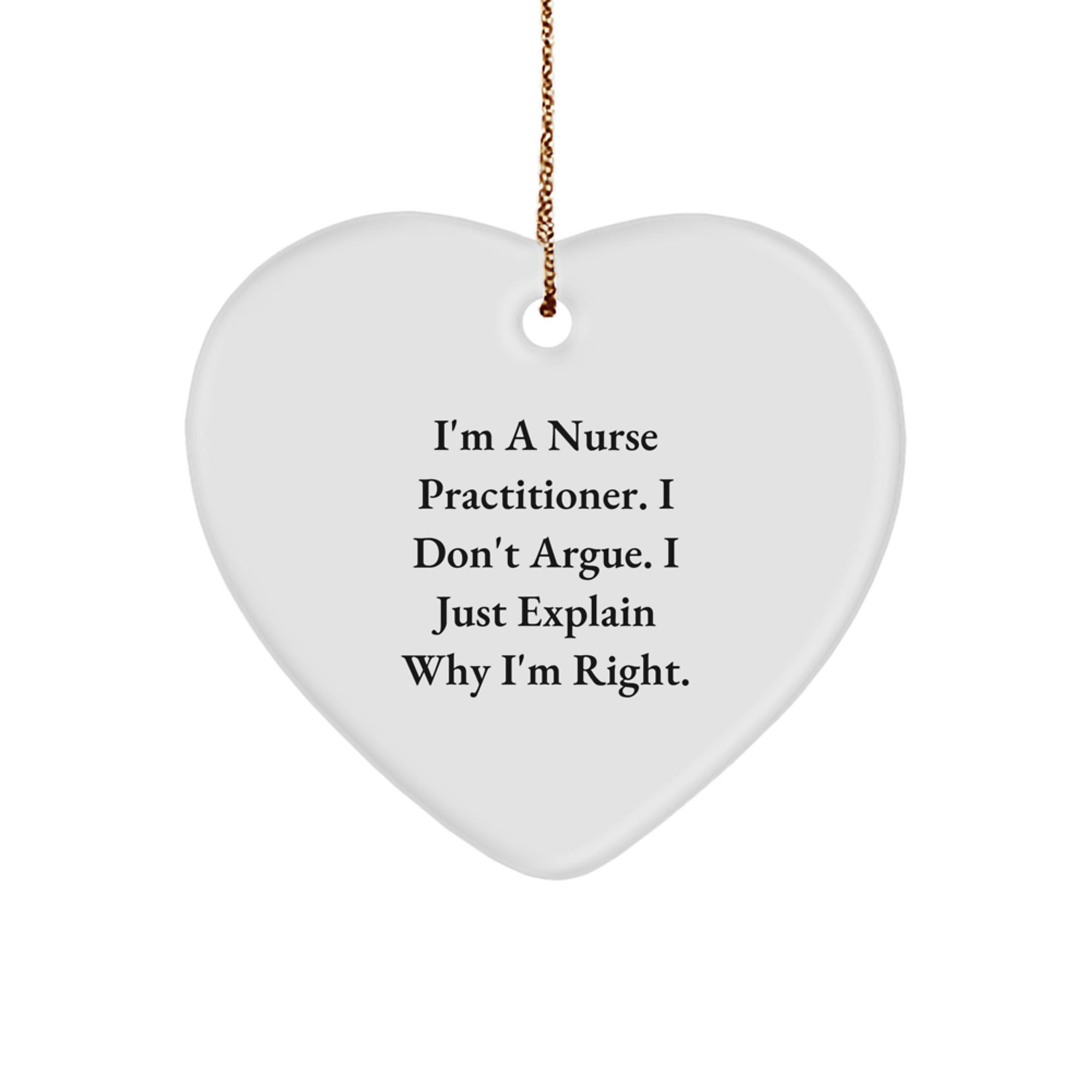 Funny Nurse Practitioner Gifts from Friends and Family for Christmas Unique Heart Ornament - Image 1