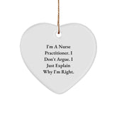 Funny Nurse Practitioner Gifts from Friends and Family for Christmas Unique Heart Ornament - Image 1
