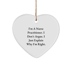 Funny Nurse Practitioner Gifts from Friends and Family for Christmas Unique Heart Ornament - Image 1
