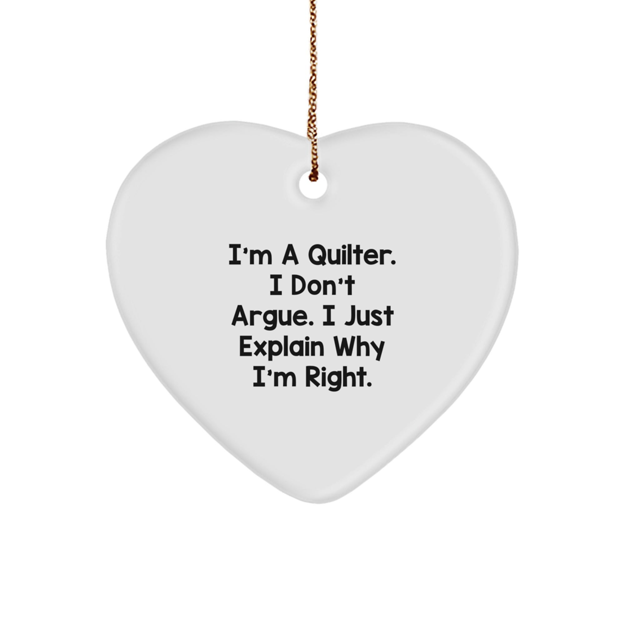 Funny Quilter Gifts from Family, Heart Ornament for Quilter Friends, Unique Christmas Unique Gifts for Men Women - Image 1