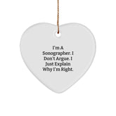 Sonographer Gifts for Him - Heart Ornament with Funny Quote - Gifts from Family and Friends for Men on Christmas - Image 1