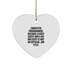 Funny Computer Programmer Gifts from Friends, Gifts for Computer Programmer, Computer Programmer Heart Ornament for Christmas Unique - Image 1