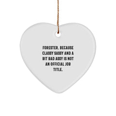 Funny Forester Gifts, Heart Ornament for Forester Friends, Unique Christmas Memorable Presents - Image 1
