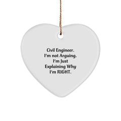 Civil Engineer Gifts from Friends and Coworkers, Funny Heart Ornament for Men and Women, Christmas Unique Gifts - Image 1