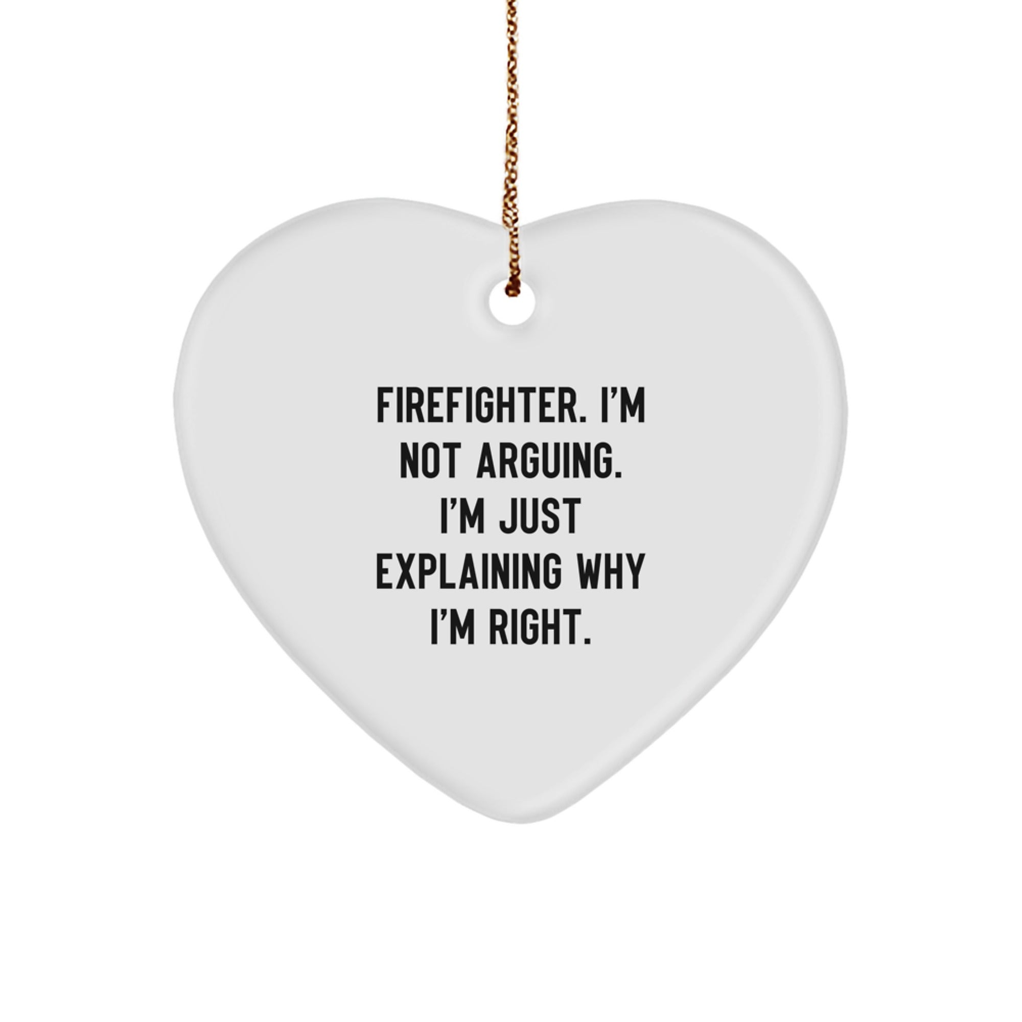 Funny Firefighter Gift for Men - Heart Ornament, Gifts from Family, Christmas Unique Presents - Image 1