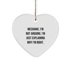 Funny Mechanic Heart Ornament Gifts from Men to Mechanic Friends, Inspirational Mechanic Christmas Decor, Heart-Shaped MDF with Gold Cord - Image 1