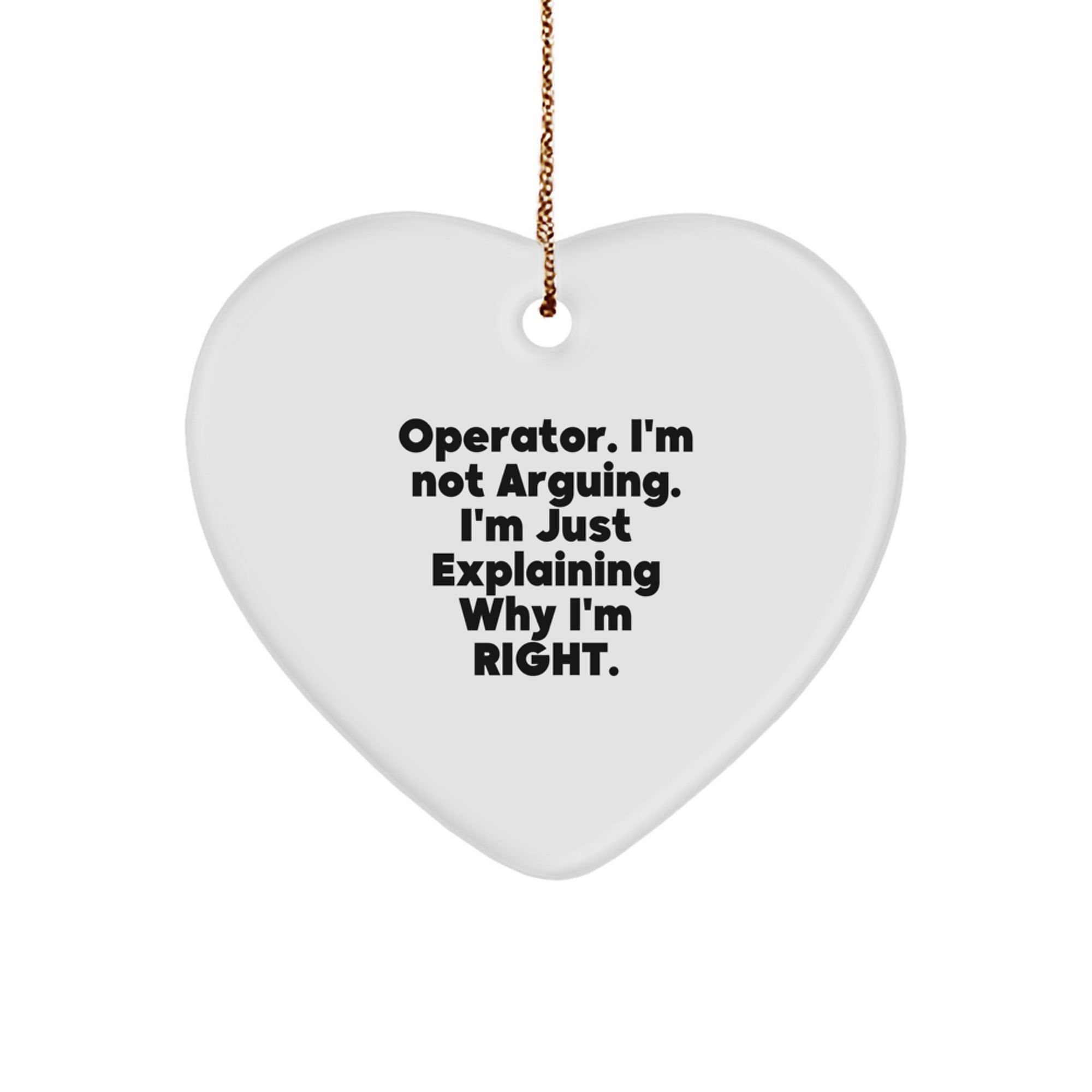 Unique Operator Heart Ornament Gifts from Men, Funny Heart Shaped Decor for Operator, Operator Christmas Unique Gifts - Image 1