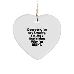 Unique Operator Heart Ornament Gifts from Men, Funny Heart Shaped Decor for Operator, Operator Christmas Unique Gifts - Image 1