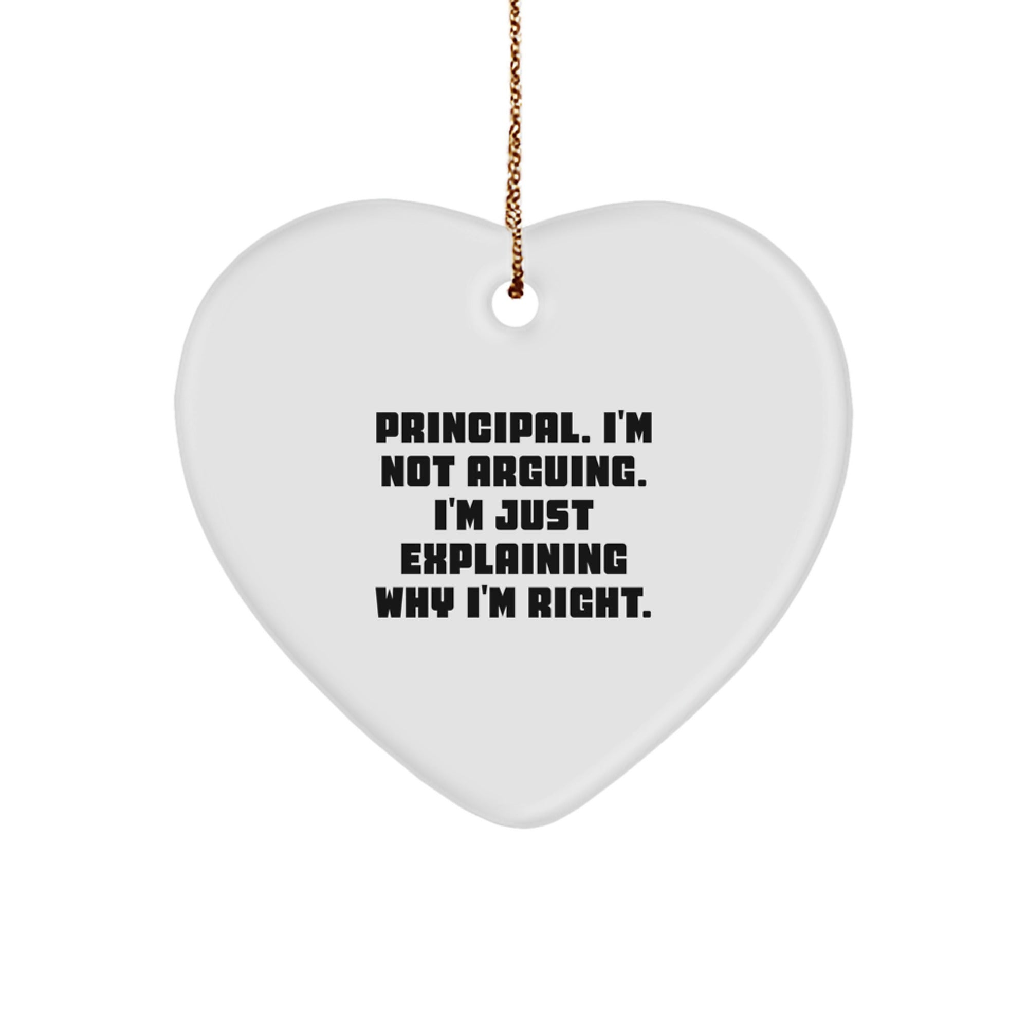 Funny Principal Heart Ornament Gifts for Principal from Friends, Christmas Unique Gifts for Principal, Heart Shaped MDF Wood Principal Gift - Image 1