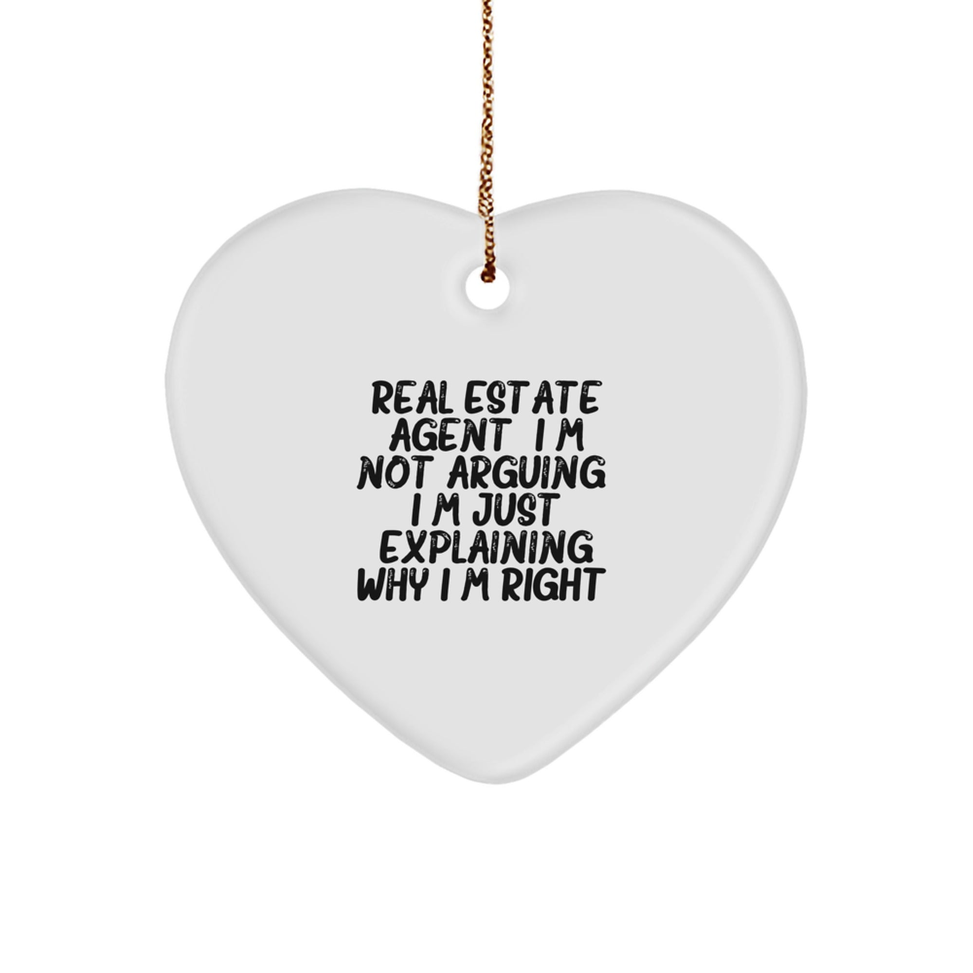 Funny Quotes for Real Estate Agent, Heart Ornament Gifts from Men to Real Estate Agent, Unique Christmas Unique Gifts - Image 1