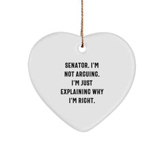 Senator Christmas Unique Gifts from Friends - Funny 'I'm Not Arguing' Heart Ornament for Men, Senator, Women, Coworkers, Family - Unique Christmas Unique Gifts - Image 1