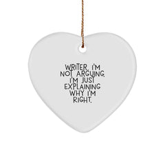 Funny Writer Gifts, Heart Ornament for Writers - Gifts from Men to Friends - Christmas Unique Gifts for Him - Image 1
