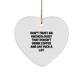 Funny Archeologist Gifts, Heart Ornament for Christmas Unique Gifts from Friends to Archeologist Men, Heart-Shaped Archeologist Decor - Image 1