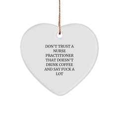 Funny Nurse Practitioner Heart Ornament Gifts from Friends, Coworkers, Family, Men, Women, for Christmas Unique Presents - Image 1