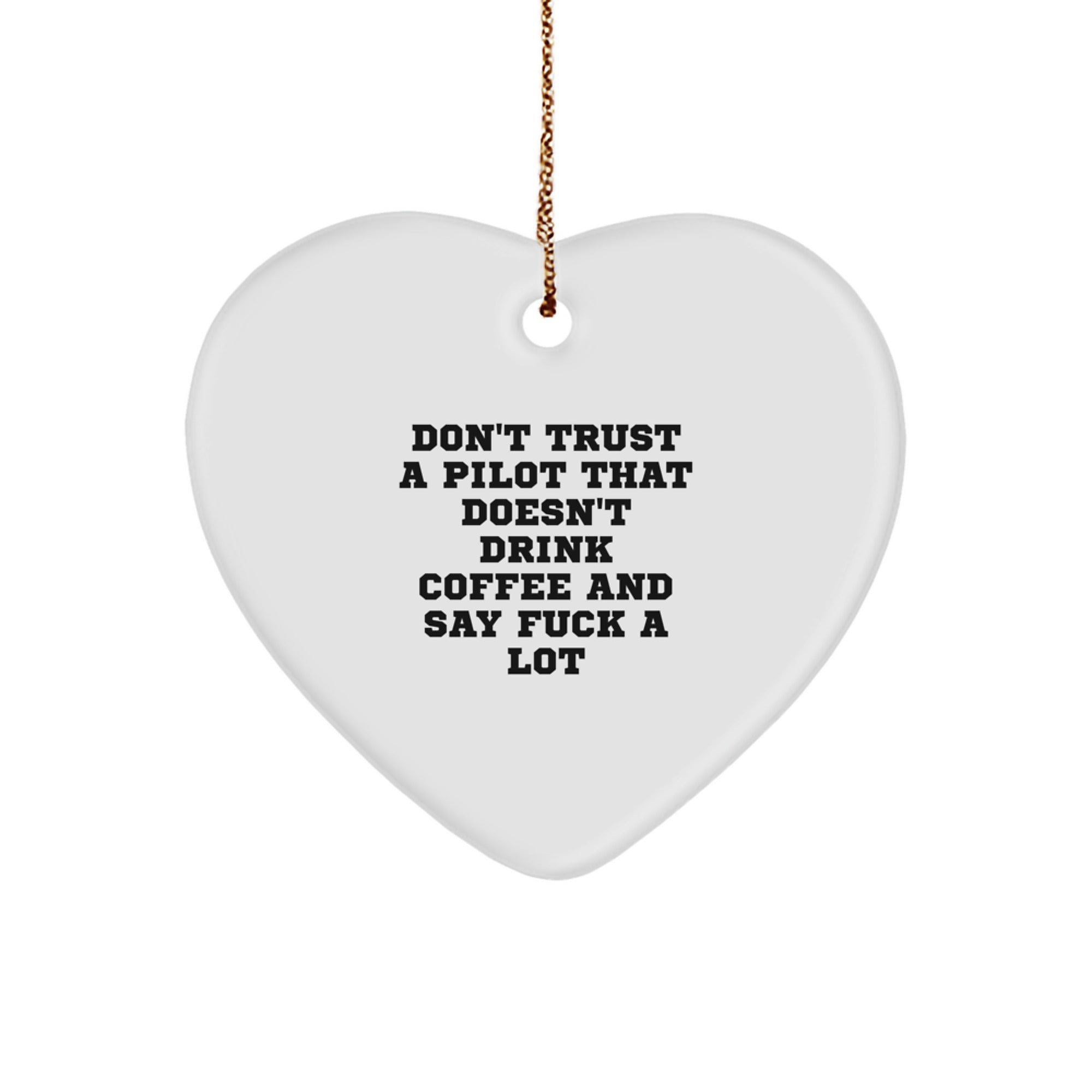 Funny Pilot Heart Ornament Gifts from Friends to Men, Unique Christmas Unique Gifts for Pilot, Heart Shaped Pilot Ornament, Funny Pilot Quote Gifts - Image 1