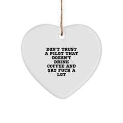 Funny Pilot Heart Ornament Gifts from Friends to Men, Unique Christmas Unique Gifts for Pilot, Heart Shaped Pilot Ornament, Funny Pilot Quote Gifts - Image 1