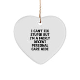 Funny Personal Care Aide Gifts, Heart Ornament for Christmas Unique Gifts from Men to Women Personal Care Aides - Image 1