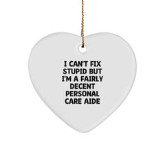 Funny Personal Care Aide Gifts, Heart Ornament for Christmas Unique Gifts from Men to Women Personal Care Aides - Image 1