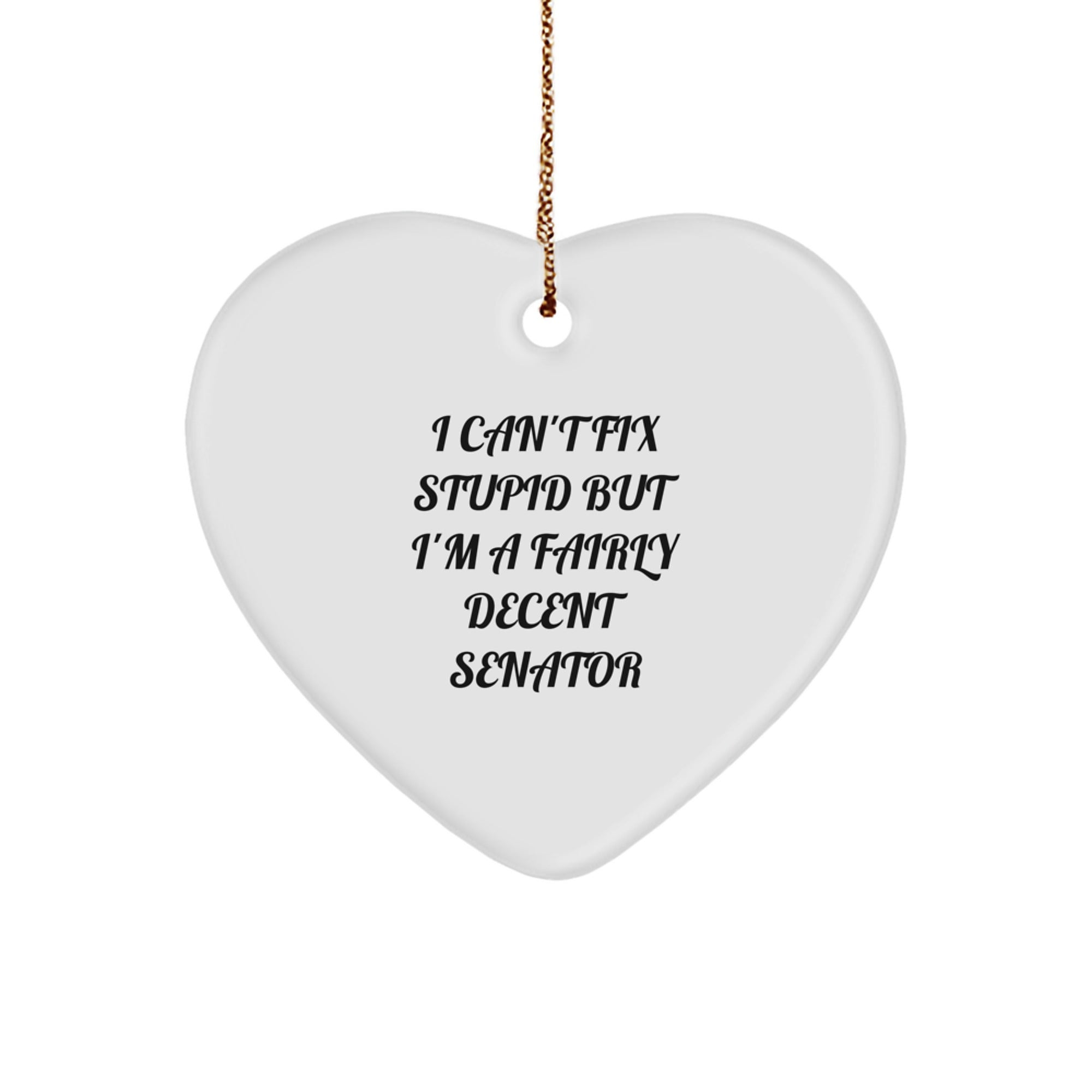 Funny Senator Heart Ornament, Gift for Men Senators, Christmas Unique Gifts from Friends or Family, Inspirational Senator Quotes - Image 1