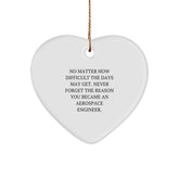 Inspirational Aerospace Engineer Gifts for Christmas, 'No Matter How Difficult The Days May Get' Heart Ornament for Men, Women, Friends, and Family, Gifts from Aerospace Engineer Enthusiasts - Image 1