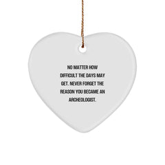 Gifts from Loved Ones for Archeologists, Inspirational Heart Ornament, No Matter How Difficult The Days May Get. Never Forget The Reason You Became An Archeologist., Christmas Unique Gifts - Image 1