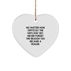 Funny Dealer Heart Ornament Gifts from Friends, Christmas Unique Decorations for Dealer, Never Forget The Reason You Became A Dealer Heart Shaped Decoration - Image 1