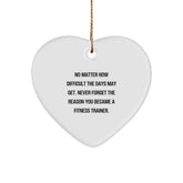 Gifts from Family for Fitness Trainer Christmas Unique Ornaments, Inspirational Heart Shaped Ornament, Funny Fitness Trainer Quote - Never Forget The Reason You Became - Image 1