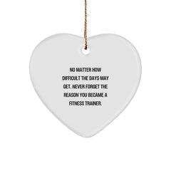 Gifts from Family for Fitness Trainer Christmas Unique Ornaments, Inspirational Heart Shaped Ornament, Funny Fitness Trainer Quote - Never Forget The Reason You Became - Image 1