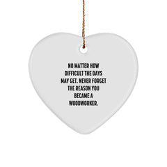 Woodworker Heart Ornament, Inspirational Quote Gifts for Men, Women, Friends, and Family, Christmas Unique Gifts from Woodworkers - Image 1