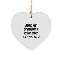 Godmother Gifts from Men, Gifts for Godmother, Heart Ornament, Funny Quote, Christmas Unique - Image 1