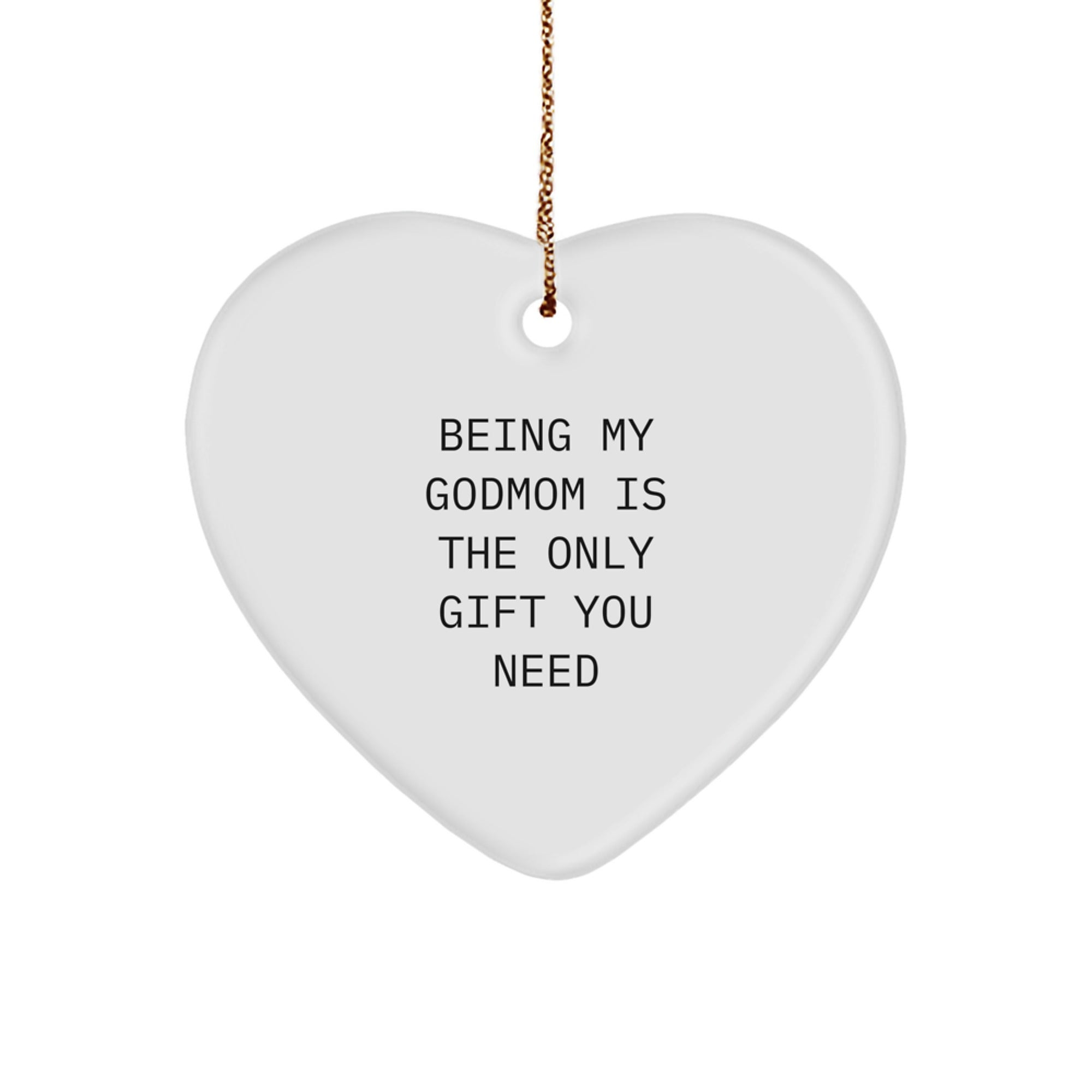 Godmom Gifts, Heart Ornament, Funny Quote, Christmas Unique Gifts from Family to Godmom - Image 1