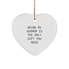 Godmom Gifts, Heart Ornament, Funny Quote, Christmas Unique Gifts from Family to Godmom - Image 1