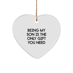 Son's Heartfelt Gift: Being My Son Is The Only Gift You Need, White Heart Ornament, Christmas - Image 1