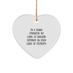 Funny Crane Operator Gifts for Him - 'I'm A Crane Operator' Heart Ornament, White, Christmas Unique Gifts from Friends, Coworkers, Family - Image 1