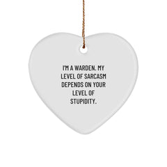 Warden Gifts, Funny Heart Ornament, 'I'm A Warden' Quote, Gifts from Friends, Gifts for Warden, Christmas Unique Gifts - Image 1