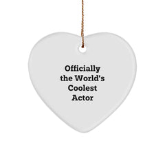 Wishes from Friends to Actor, Officially The World's Coolest Actor Heart Ornament, Christmas Unique Gifts - Image 1