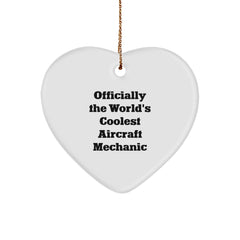 Aircraft Mechanic Gifts from Men to Coolest Pilot Heart Ornament, 'Officially The World's Coolest Aircraft Mechanic' Quote, Christmas Unique Gifts for Him - Image 1