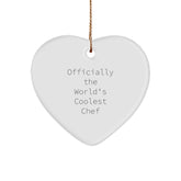 Chef Gifts from Friends, 'Officially The World's Coolest Chef' Heart Ornament for Christmas, Unique Holiday Gifts for Men, Women, or Family - Image 1