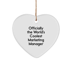 Marketing Manager Gifts Funny Officially The World's Coolest Heart Ornament, Gifts from Friends for Christmas Unique Gifts - Image 1