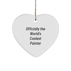 Funny Painter Gifts, Officially The World's Coolest Painter Heart Ornament, Christmas Unique Gifts for Men, Women, Friends, and Coworkers - Image 1